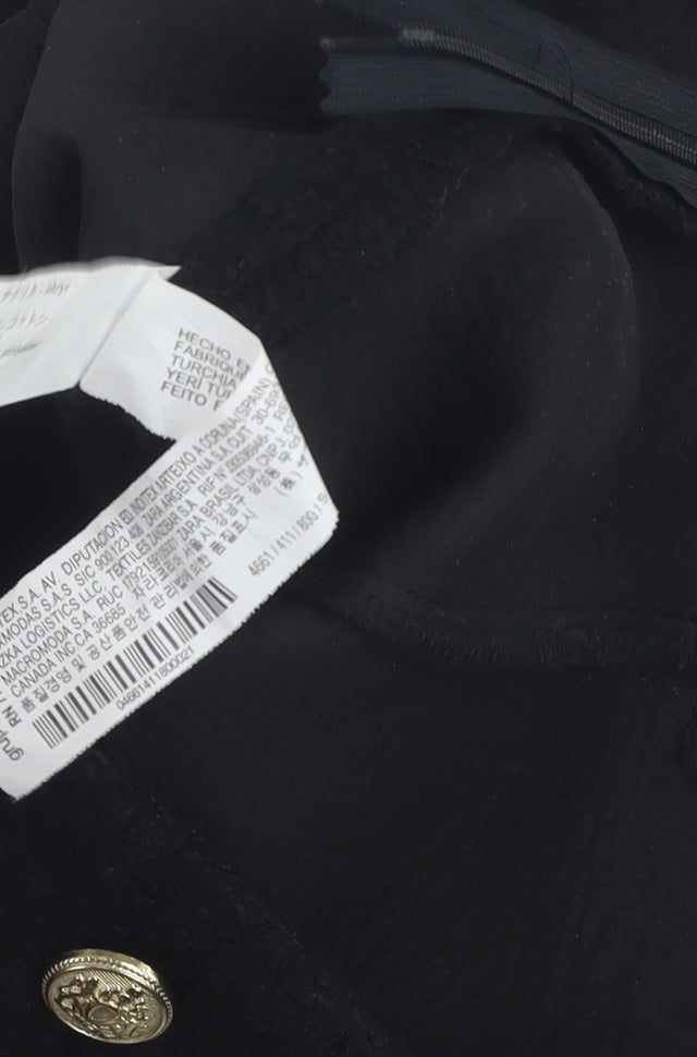 Zara Women's Black Bouclé Button High Waist Shorts Size S