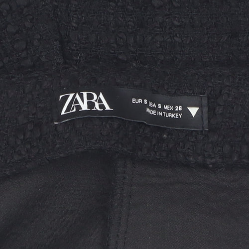 Zara Women's Black Bouclé Button High Waist Shorts Size S