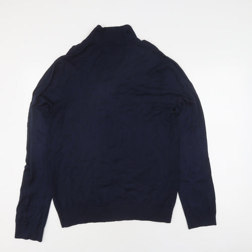 River Island Men's Blue Pullover Jumper L Collared