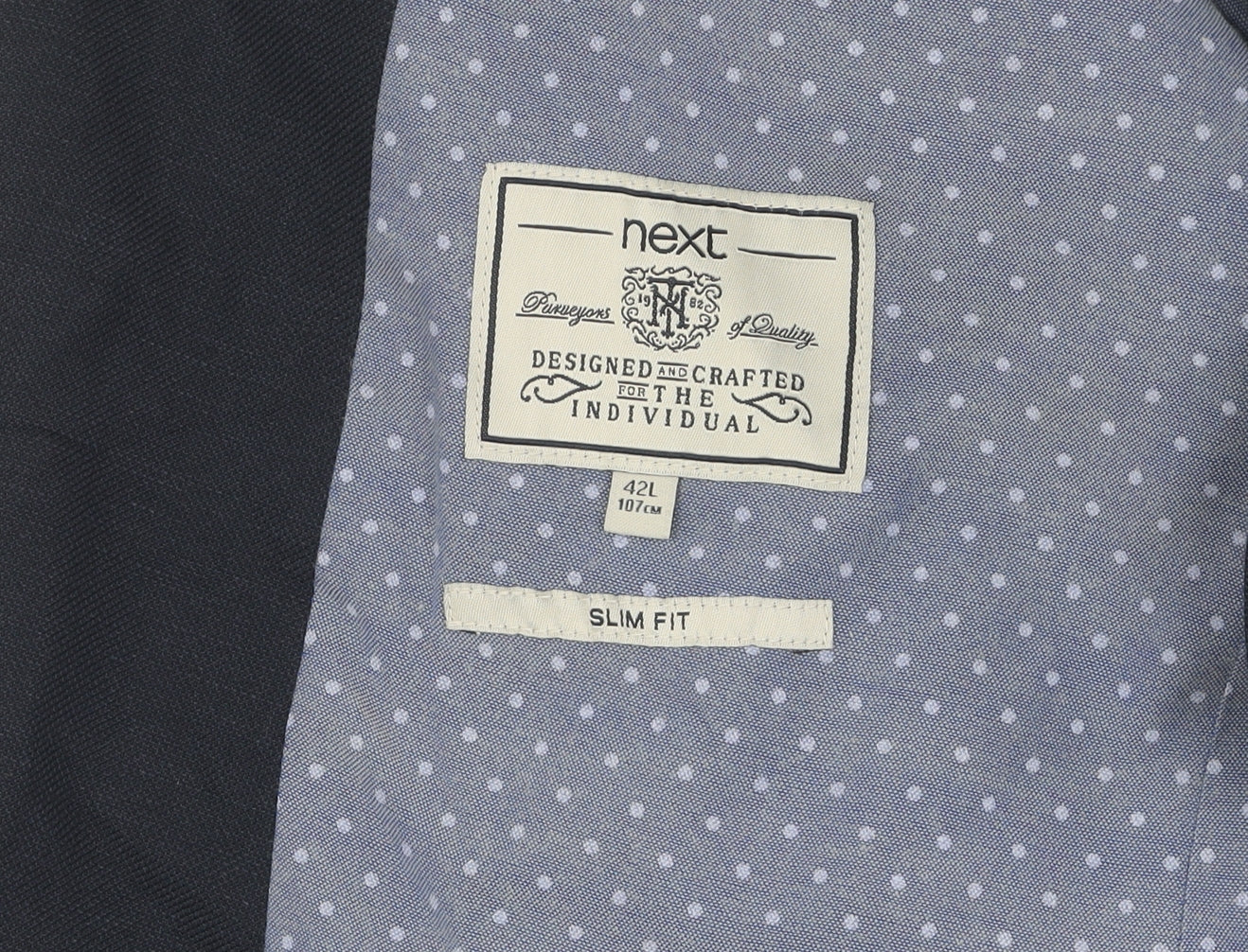 Next Men's Blue Slim Fit Long Blazer 42L