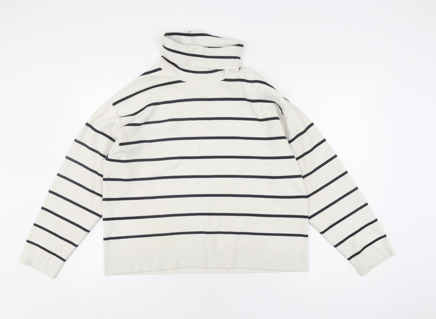 MNG Women's Ivory Roll Neck Pullover Jumper Size M