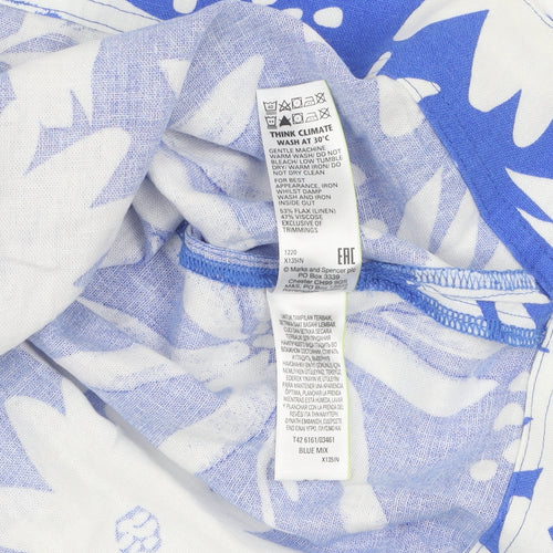 Marks and Spencer Women's Blue Floral Dress Size 12