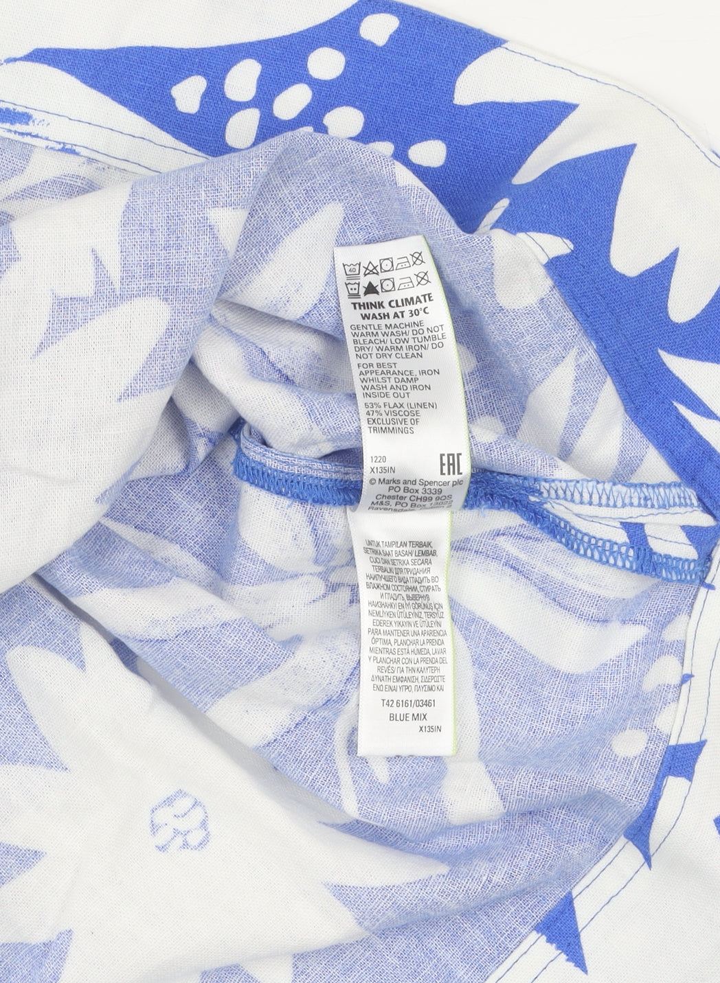 Marks and Spencer Women's Blue Floral Dress Size 12