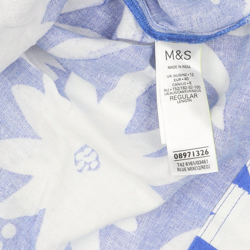Marks and Spencer Women's Blue Floral Dress Size 12