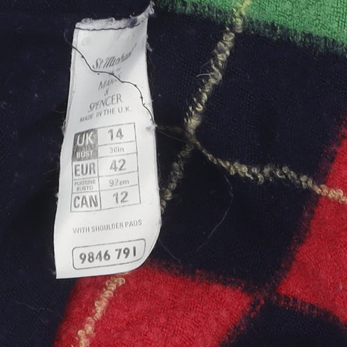 Marks and Spencer Women's Multicoloured Argyle Pullover, Size 14