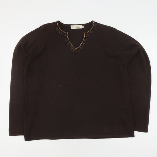 Style by EWM Women's Brown V-Neck Jumper Size 22/24