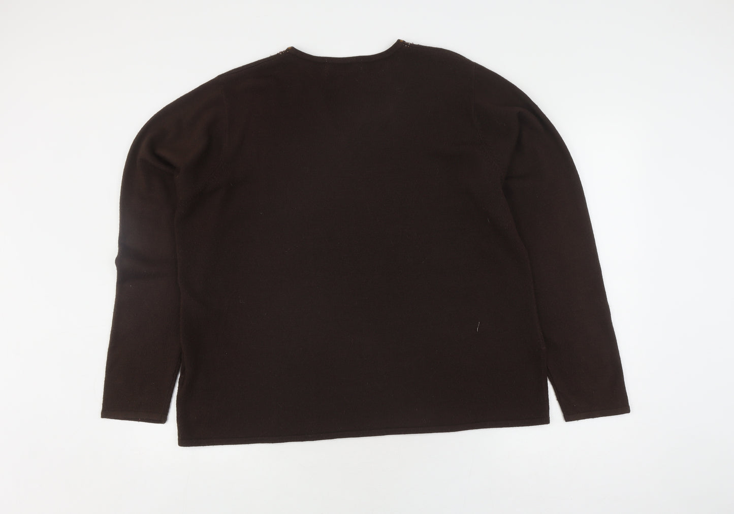 Style by EWM Women's Brown V-Neck Jumper Size 22/24