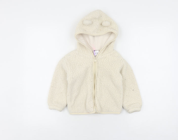 Gap Boys Ivory Hooded Fleece Jacket - Size 4 Years