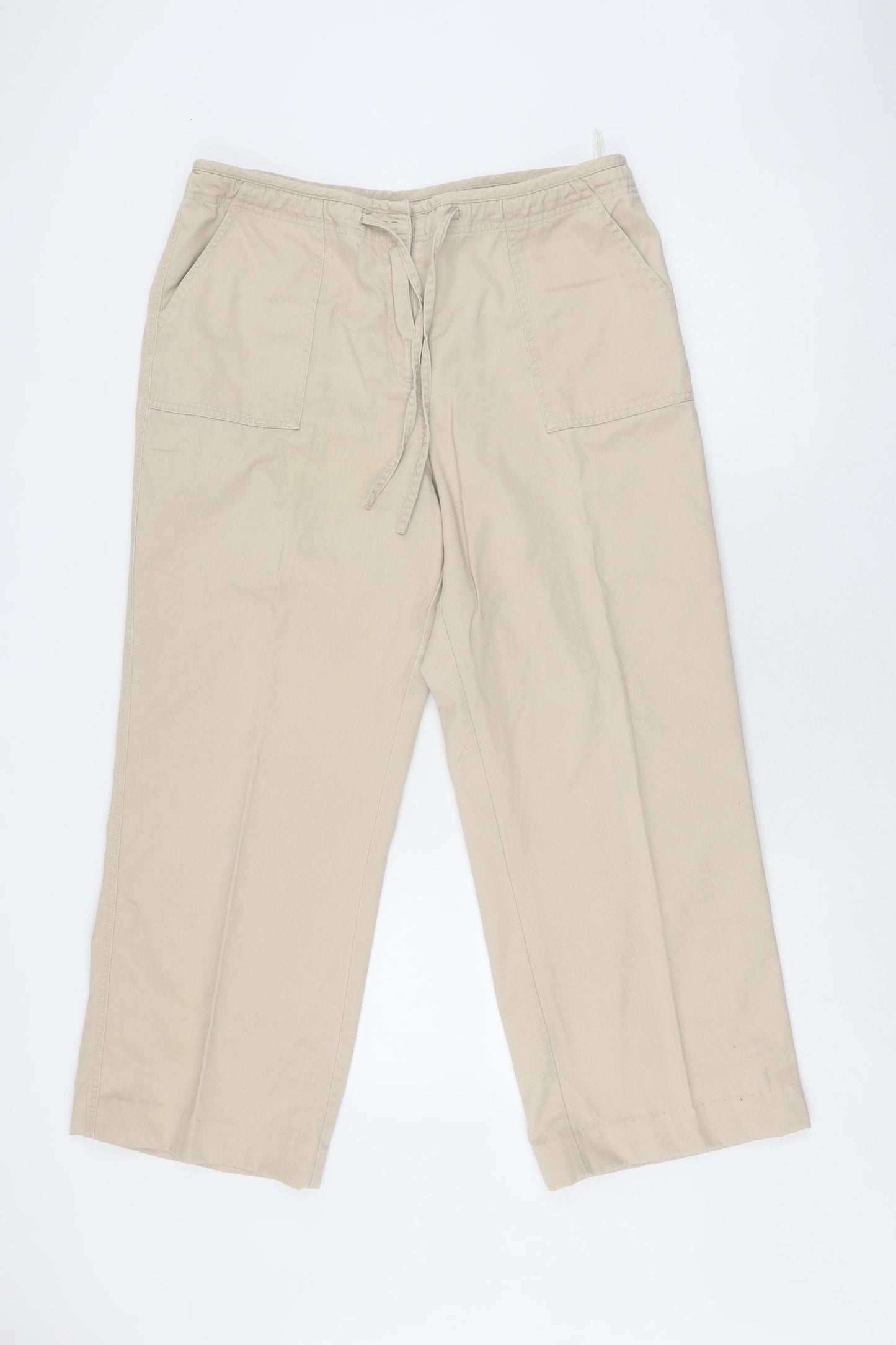 EWM Women's Beige Cargo Trousers, Size 16, Cotton
