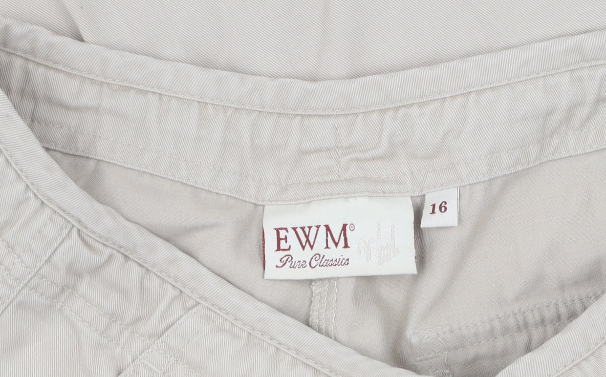 EWM Women's Beige Cargo Trousers, Size 16, Cotton