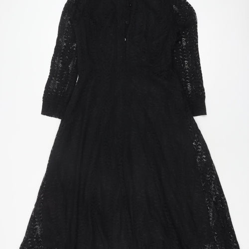 Elegant Black Lace A-Line Dress for Women Size M