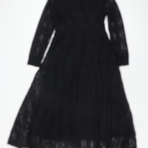 Elegant Black Lace A-Line Dress for Women Size M