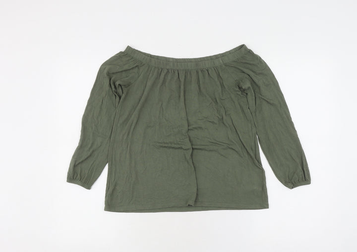 Hollister Women's Green Off the Shoulder Blouse XS