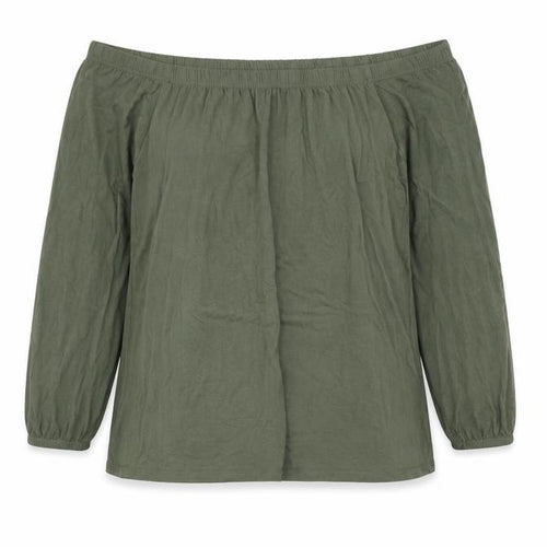 Hollister Women's Green Off the Shoulder Blouse XS