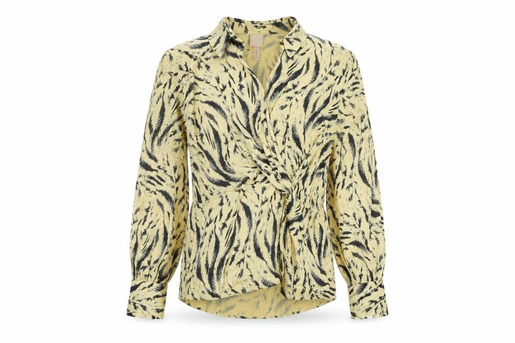 Front view of H&M Women's Multicoloured Wrap Blouse, size 12