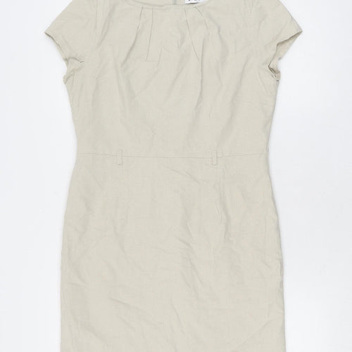 BHS Women's Beige Shift Dress - Size 12, Casual Spring