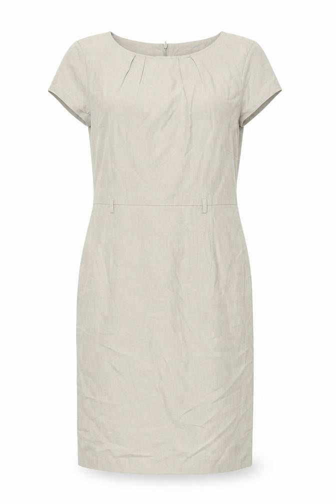 Front view of BHS Women's Beige Shift Dress -, size 12, Casual Spring