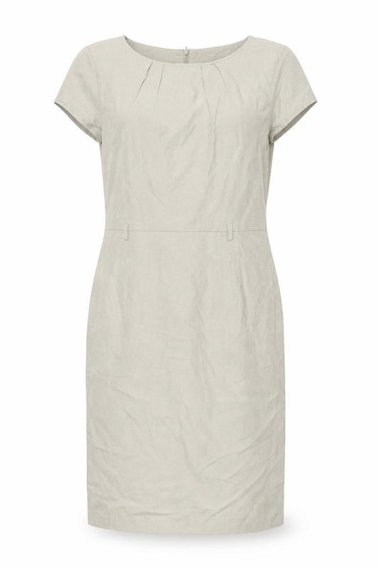 Front view of BHS Women's Beige Shift Dress -, size 12, Casual Spring