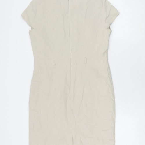 BHS Women's Beige Shift Dress - Size 12, Casual Spring