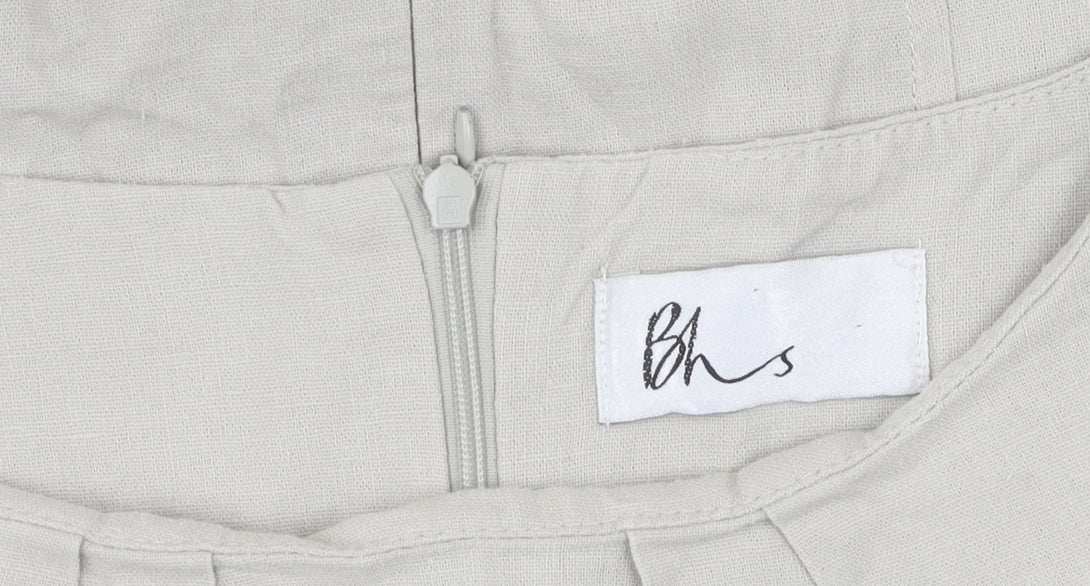 BHS Women's Beige Shift Dress - Size 12, Casual Spring