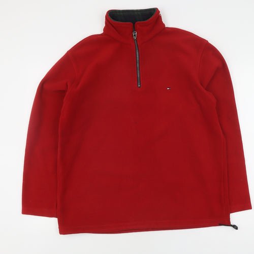 Tommy Hilfiger Men's Red 1/4 Zip Sweatshirt M