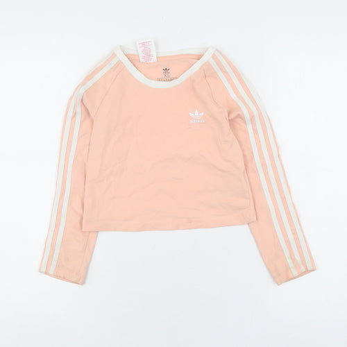 Adidas Girls Pink Cropped T-Shirt, Long Sleeve, Size 7-8