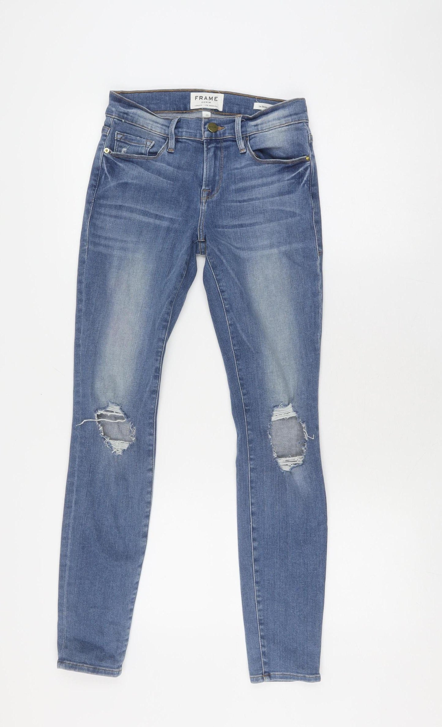Frame Women's Blue Skinny Jeans Size 25, Distressed