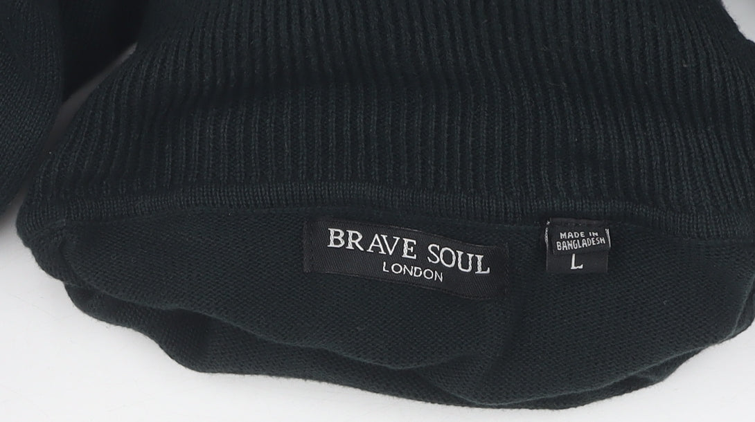 Brave Soul Men's Black Roll Neck Pullover Jumper L