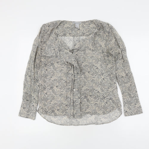 H&M Unisex Grey Silk Paisley Dress Shirt Size 36