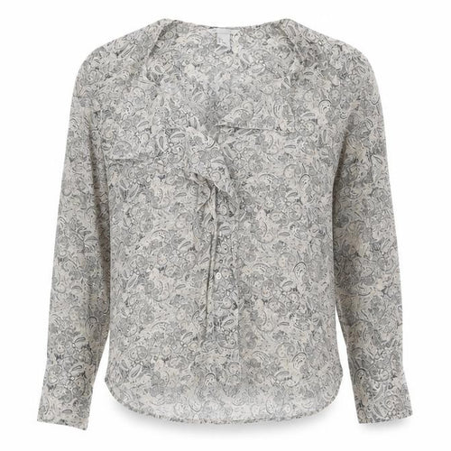 H&M Unisex Grey Silk Paisley Dress Shirt Size 36