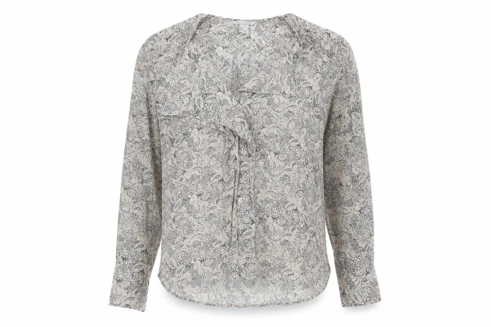 H&M Unisex Grey Silk Paisley Dress Shirt Size 36
