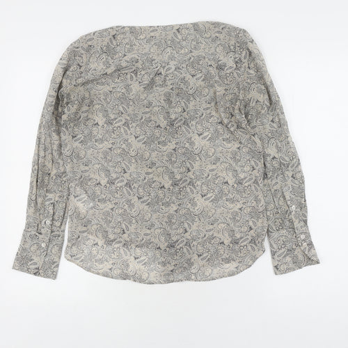 H&M Unisex Grey Silk Paisley Dress Shirt Size 36