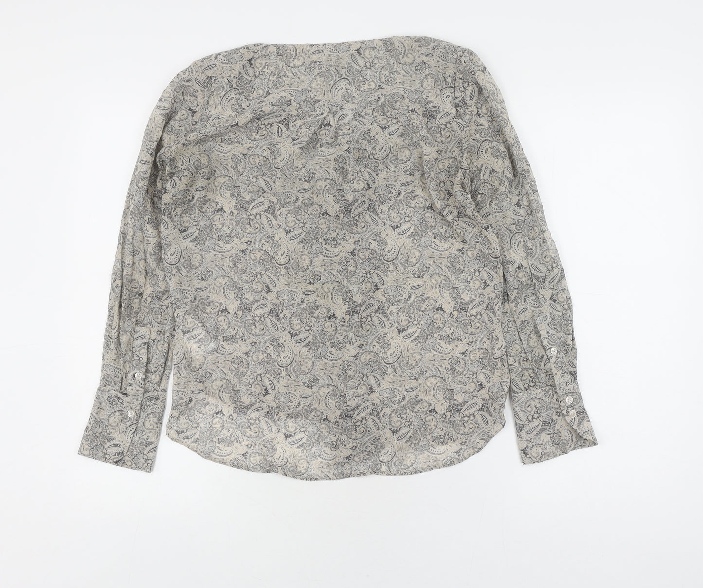 H&M Unisex Grey Silk Paisley Dress Shirt Size 36