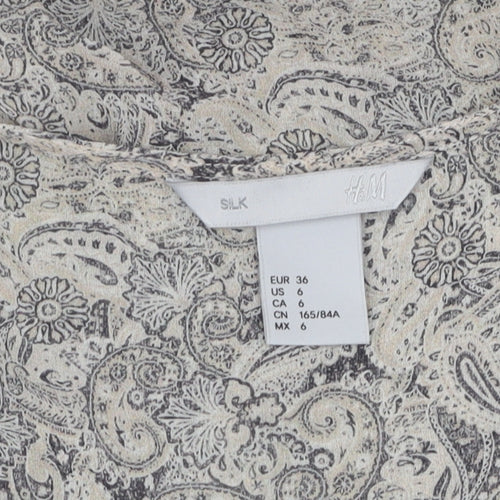 H&M Unisex Grey Silk Paisley Dress Shirt Size 36