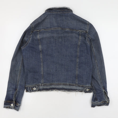 Zara Women's Blue Denim Jacket Size 14 Casual Style