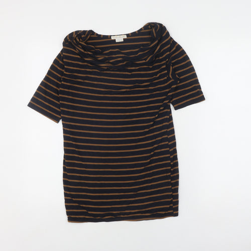 Mamas & Papas Women's Black Striped Cowl Neck T-Shirt
