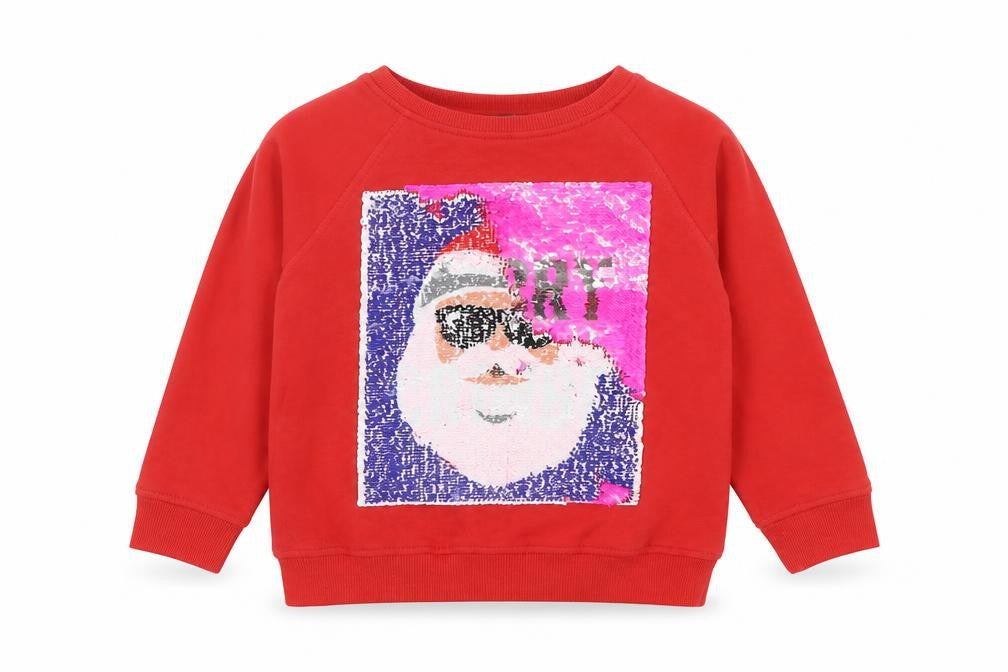 Front view of Next girls’ red christmas sequin jumper 5 years