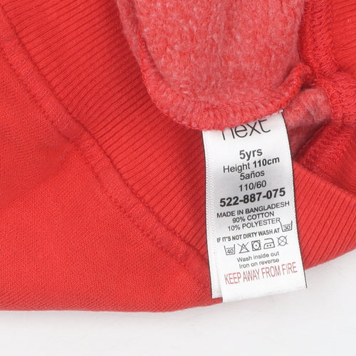 Next Girls Red Christmas Sequin Pullover Jumper 5 Years