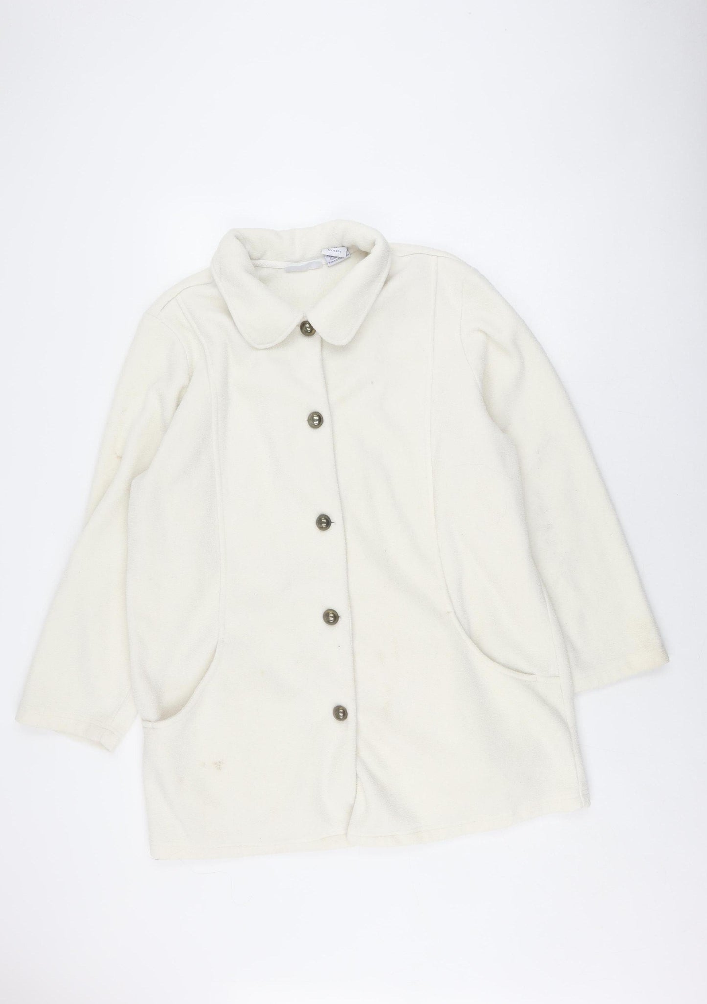 Blair Women's Ivory Fleece Jacket Large, Buttoned