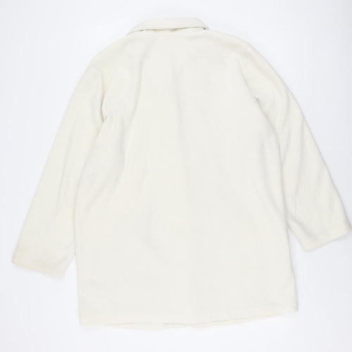 Blair Women's Ivory Fleece Jacket Large, Buttoned