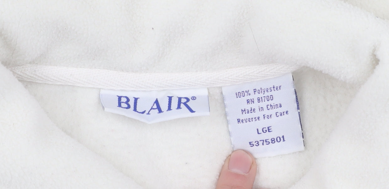 Blair Women's Ivory Fleece Jacket Large, Buttoned