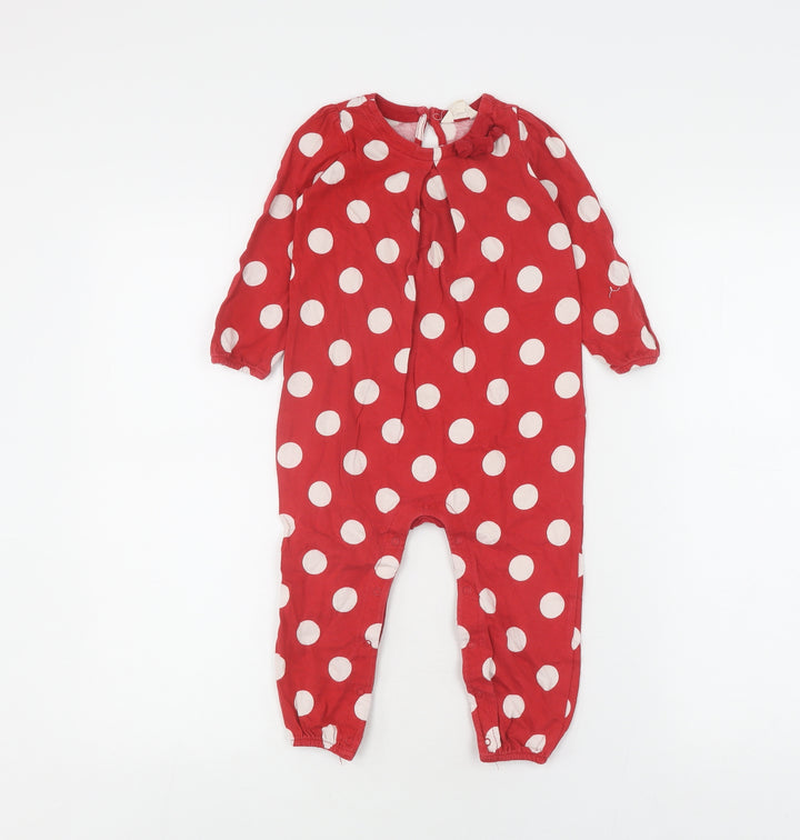 Gap Unisex Red Polka Dot Romper, 18-24 Months, Organic Cotton