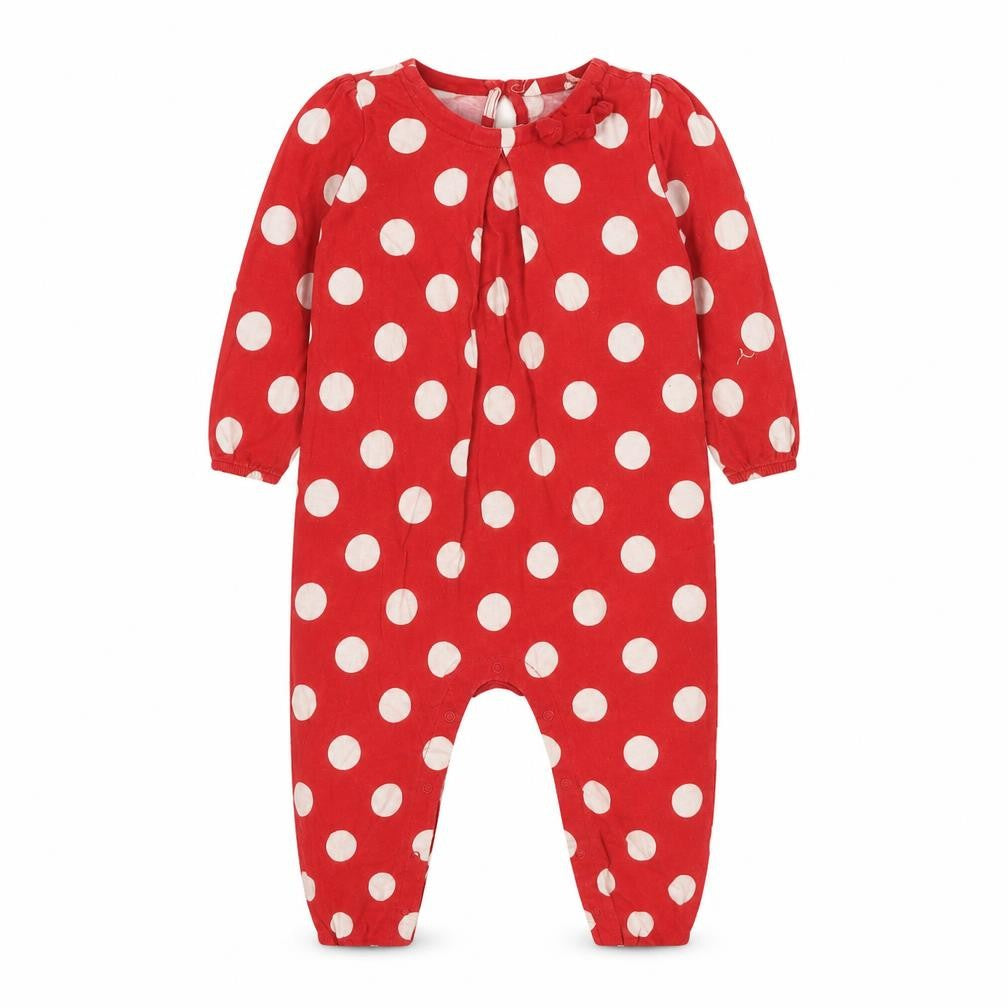 Gap Unisex Red Polka Dot Romper, 18-24 Months, Organic Cotton