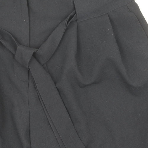 ASOS Women's Black Cropped Tapered Belted Trousers Size 12