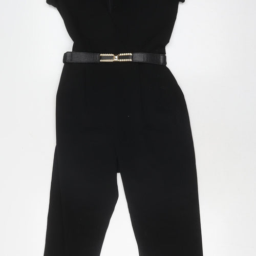 River Island Women's Black Jumpsuit Size 6, Short Sleeve, V-Neck