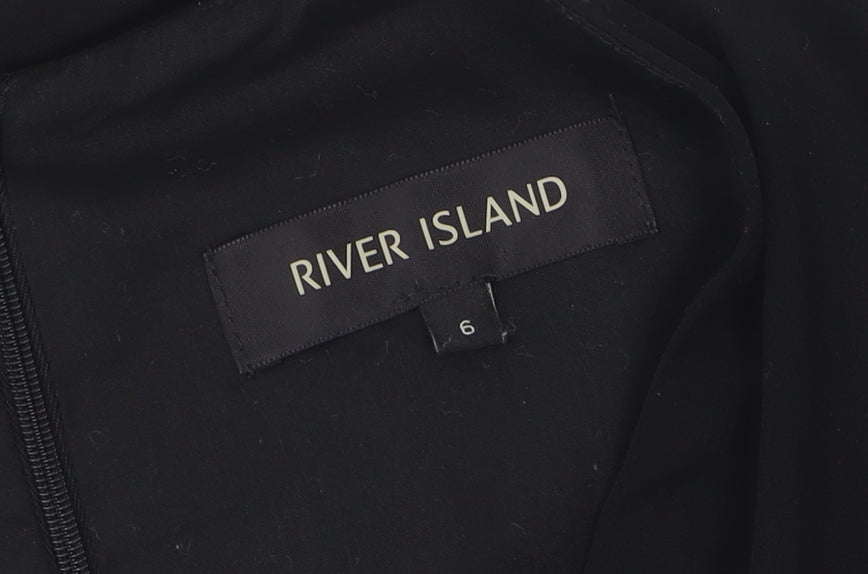 River Island Women's Black Jumpsuit Size 6, Short Sleeve, V-Neck