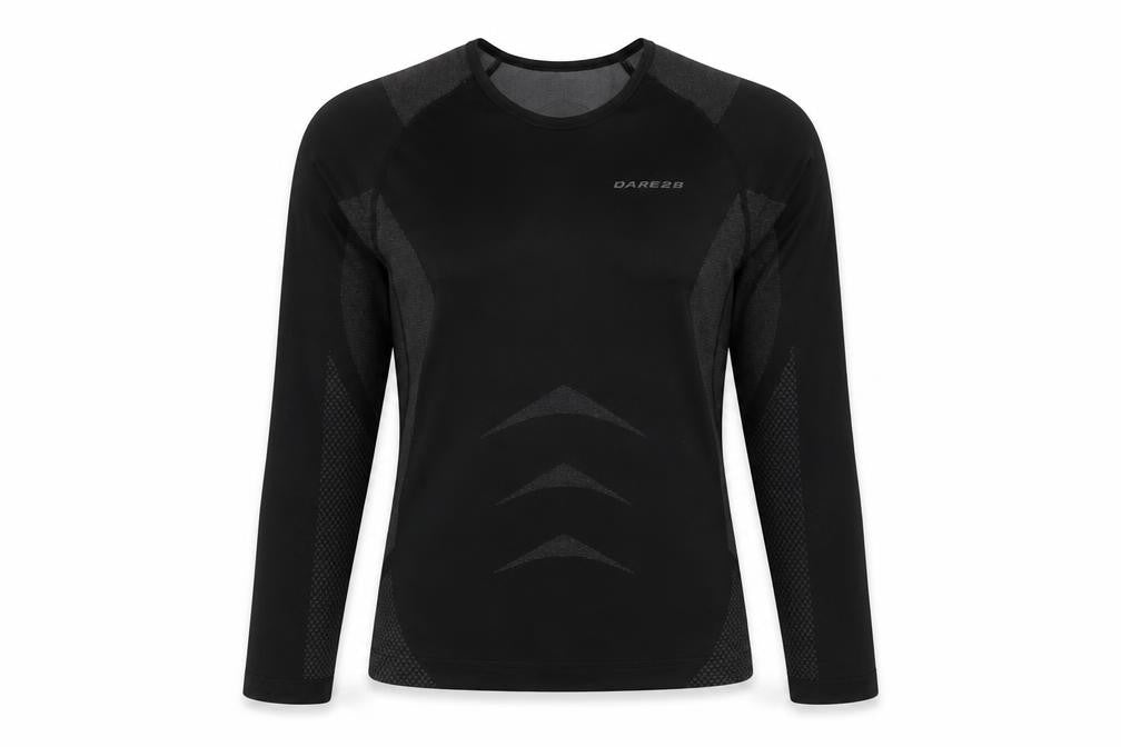 Front view of Dare 2b Black unisex kids long sleeve athletic top