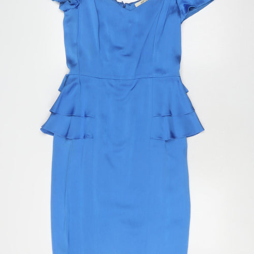 Reiss Women's Blue Flutter Sleeve Sheath Dress