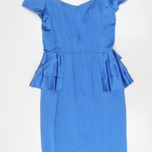Reiss Women's Blue Flutter Sleeve Sheath Dress