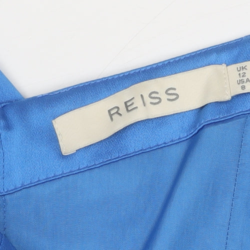Reiss Women's Blue Flutter Sleeve Sheath Dress